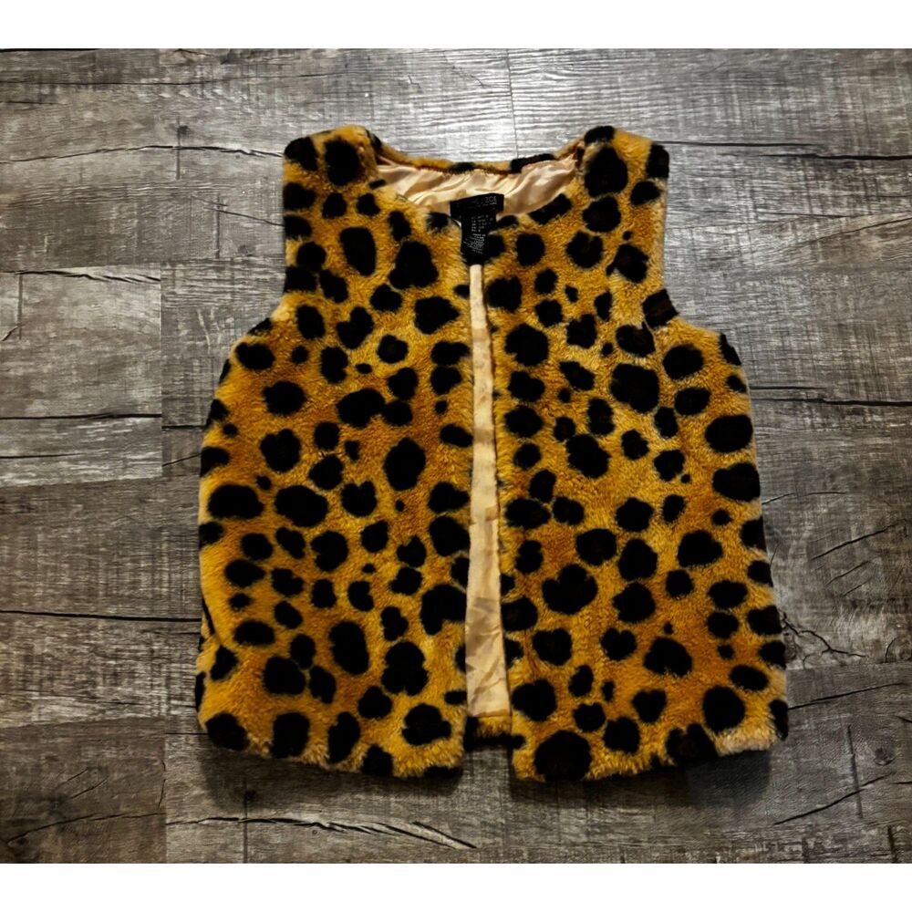 Rachel Zoe Girls Faux Fur Leopard Print Vest Size‎ M 7/8 Sleeveless Jacket